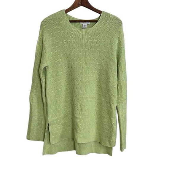 Rachel Zoe Knit High Low Crew Neck Long Sleeve Pullover Sweater Green Large - Picture 1 of 9